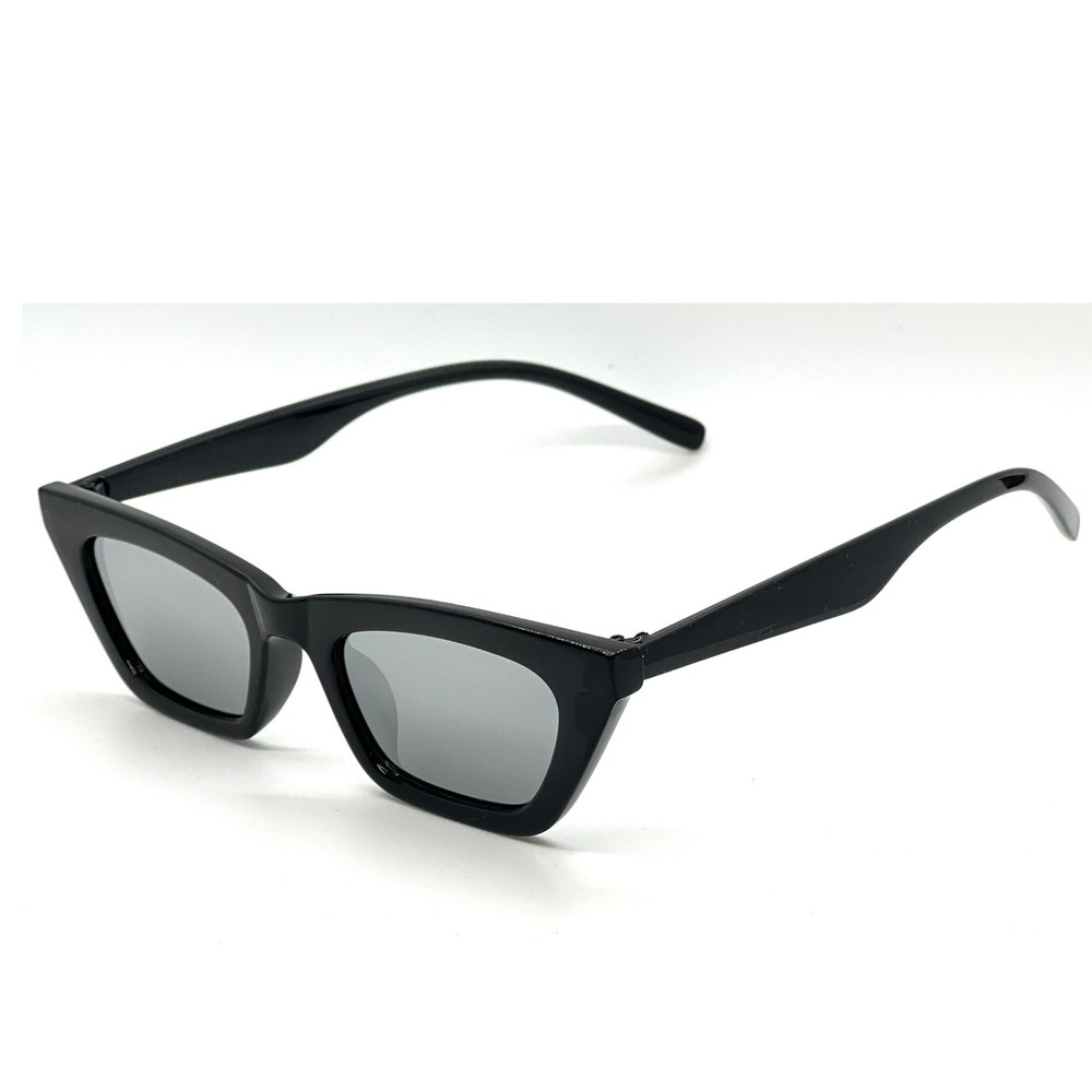 Cat Eye Sunglasses Women Black Silver Lens Fashion Sun Glasses Festival Hippie